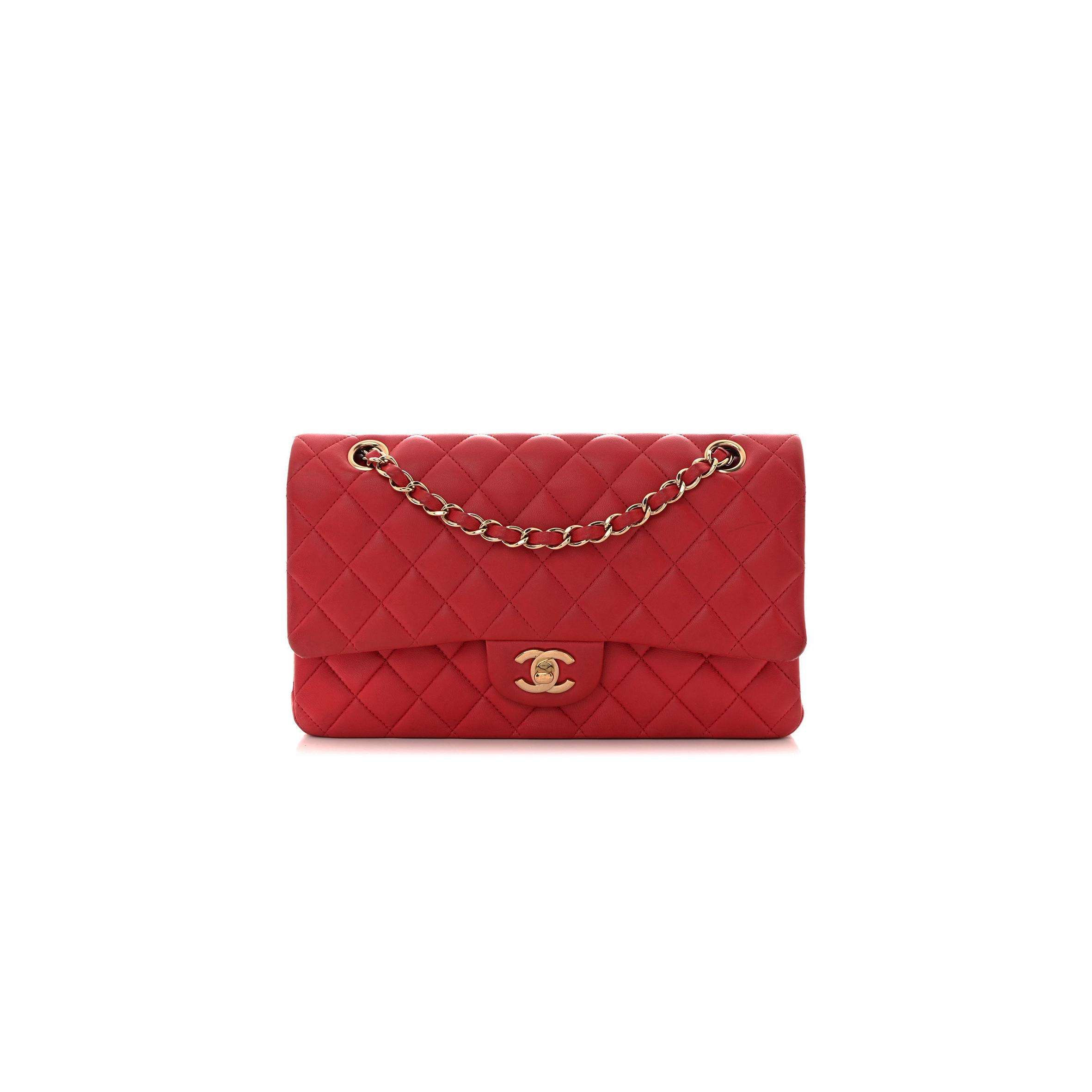 Ch*el lambskin quilted medium double flap dark a01112 (25.5*15*7cm)